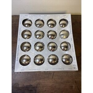 Vtg Rauch 1.75" Silver Glass Bulbs Ball Ornaments Metal Tops Made In USA Set 16